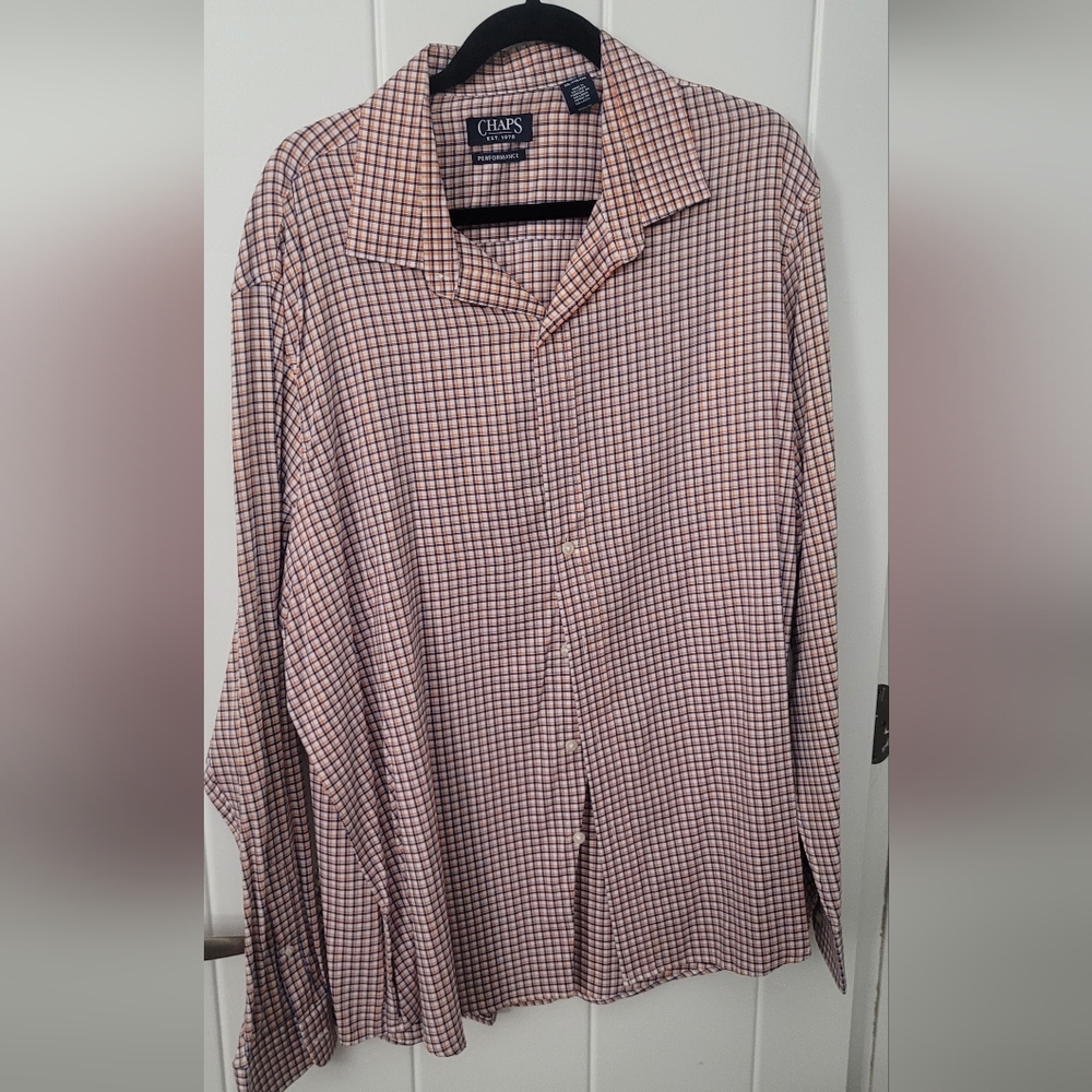 Chaps Men's Plaid Shirt - Red and White